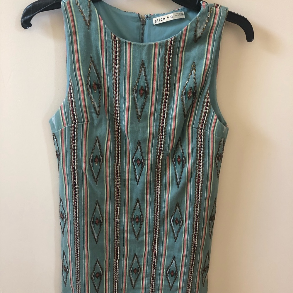 Alice + Olivia Beaded Embroidered Shift Dress SZ 2